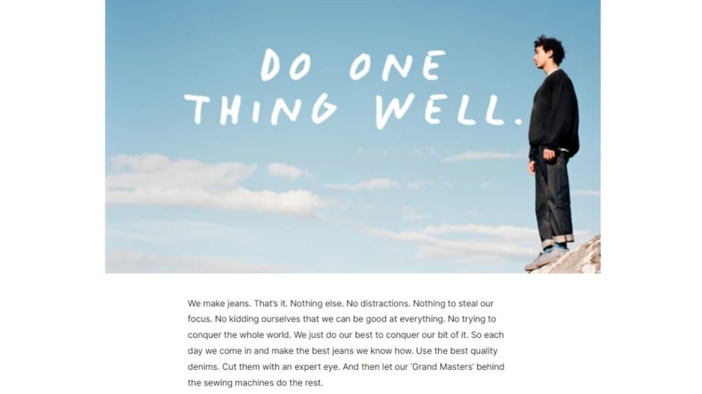 An example of copywriting on a homepage.