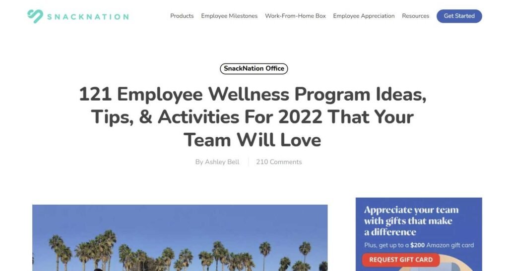 A blog post by SnackNation on Employee Wellness Program Ideas.
