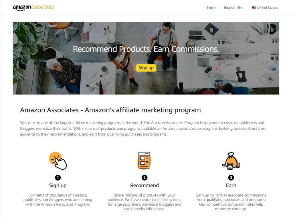 Amazon Associates is an example of a marketplace to start affiliate marketing