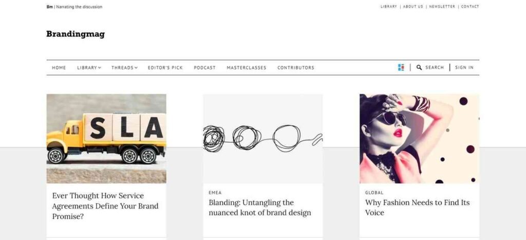 Homepage of the Brandingmag blog.