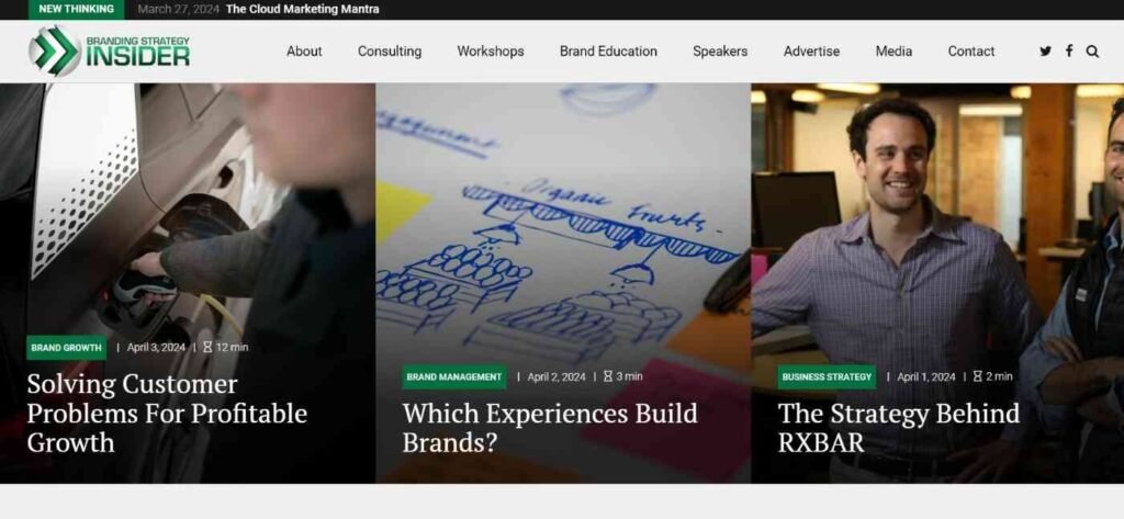 Homepage of the Branding Strategy Insider blog, one of the few old-school blogs about branding