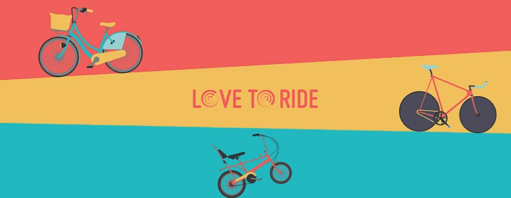 Love to ride logo with abstract forms