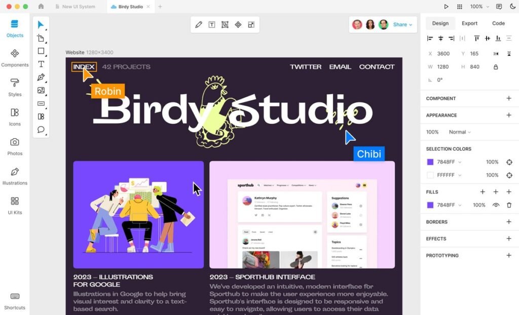 Logo design in Lunacy app