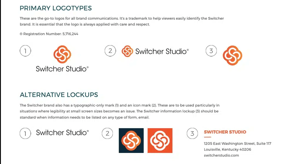 Switcher Studio’s logo guidelines