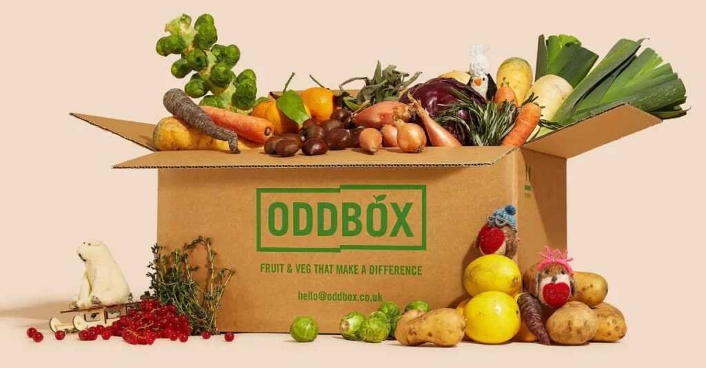 Sustainable produce delivery with a colorful brand identity of Oddbox