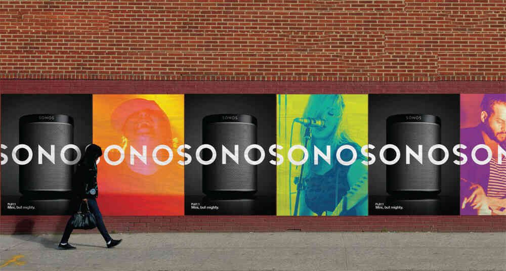 Playful branding of Sonos beautifully merging black with loud colors