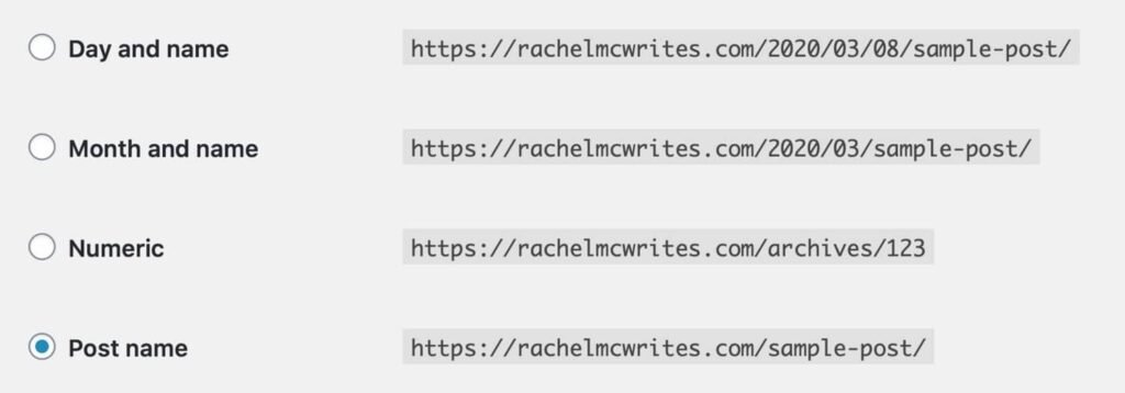 Permalink formats in WordPress for blog checklist
