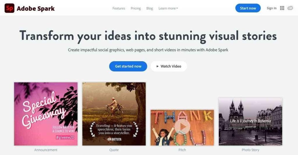 Adobe Spark graphic design tool