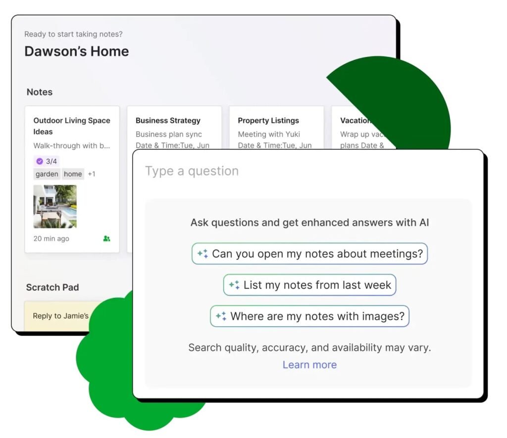 Evernote’s AI-driven search feature
