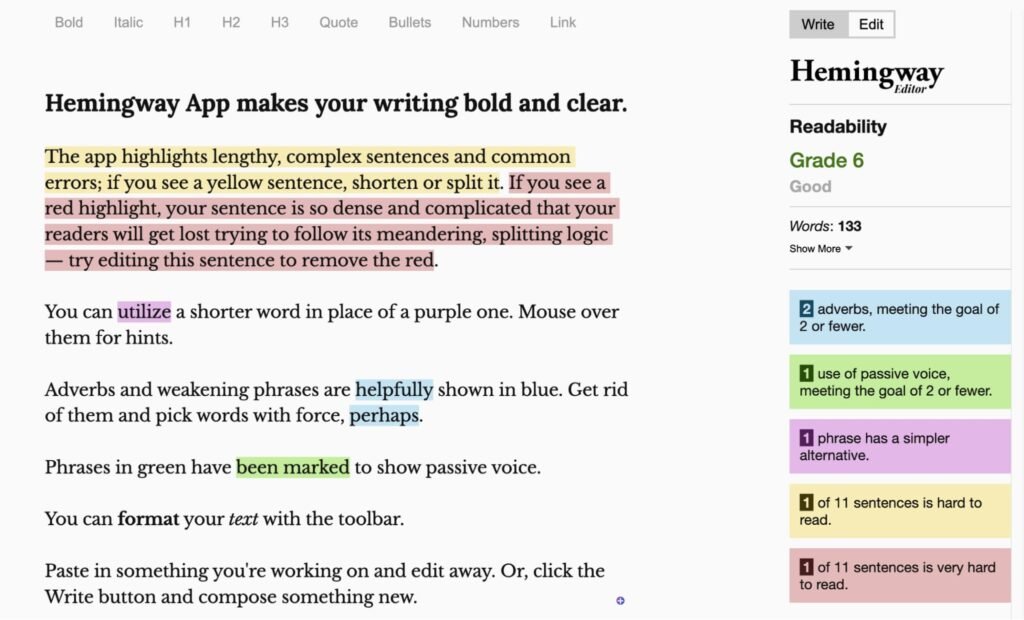 Hemingway editor for blogging
