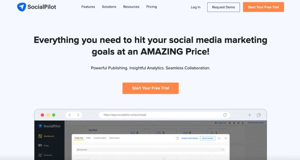 SocialPilot’s home page