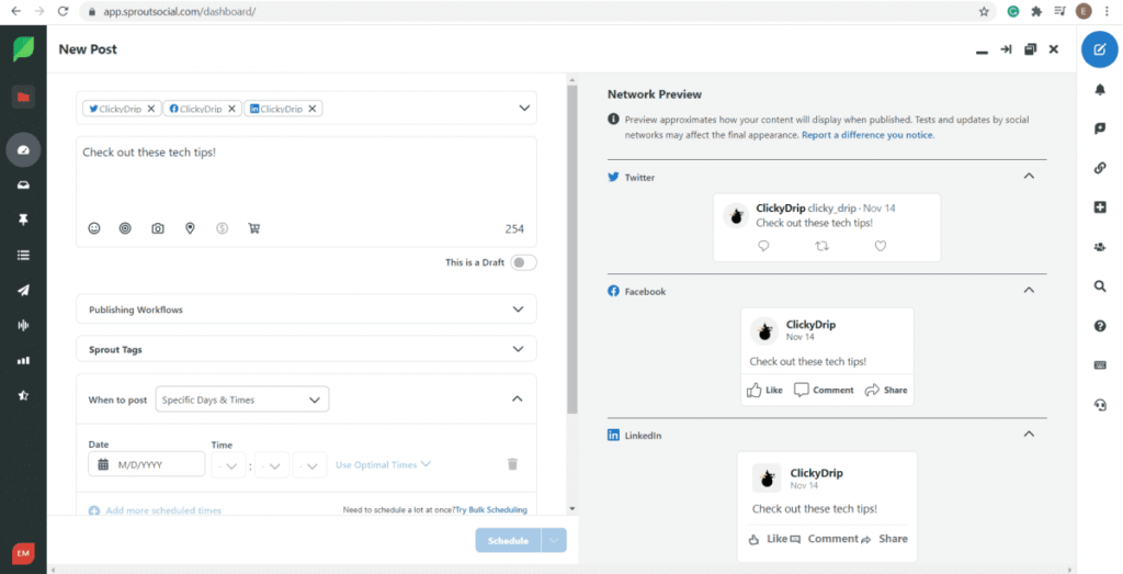 An example of sprout multi-profile scheduling