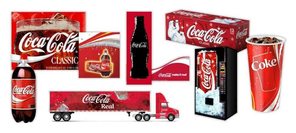 Coca-Cola's consistent branding of their red and white color scheme on its products