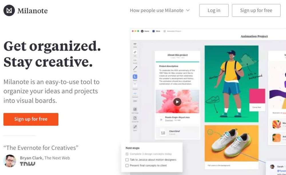 Milanote website organizes your ideas and projects.