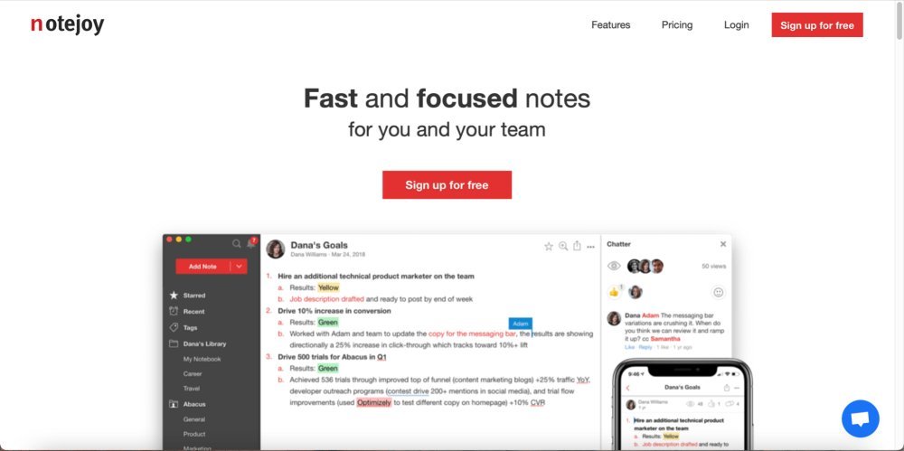 Notejoy note taking app for teams and individuals.