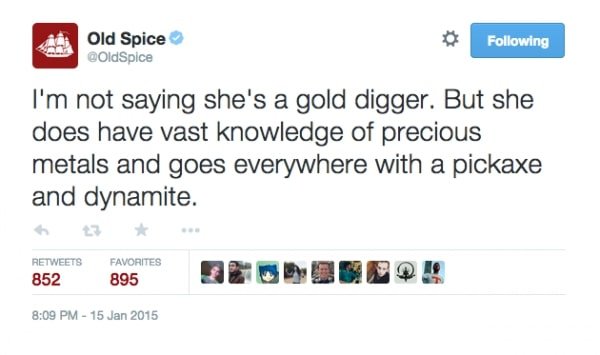 A Twitter post by Old Spice written in their humorous style