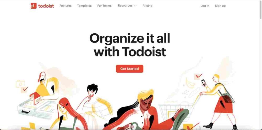 Todoist task management app homepage