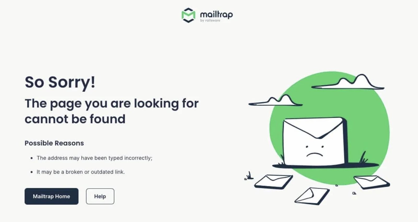 Mailtrap’s 404 error page