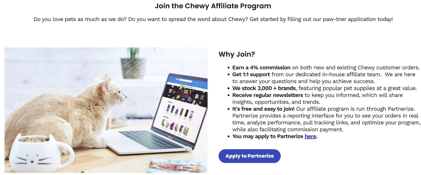 Chewy’s affiliate marketing page