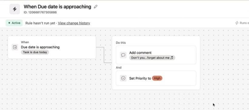 An example of workflow automation in Asana