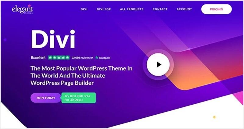 Official webpage of Divi WordPress blog website theme