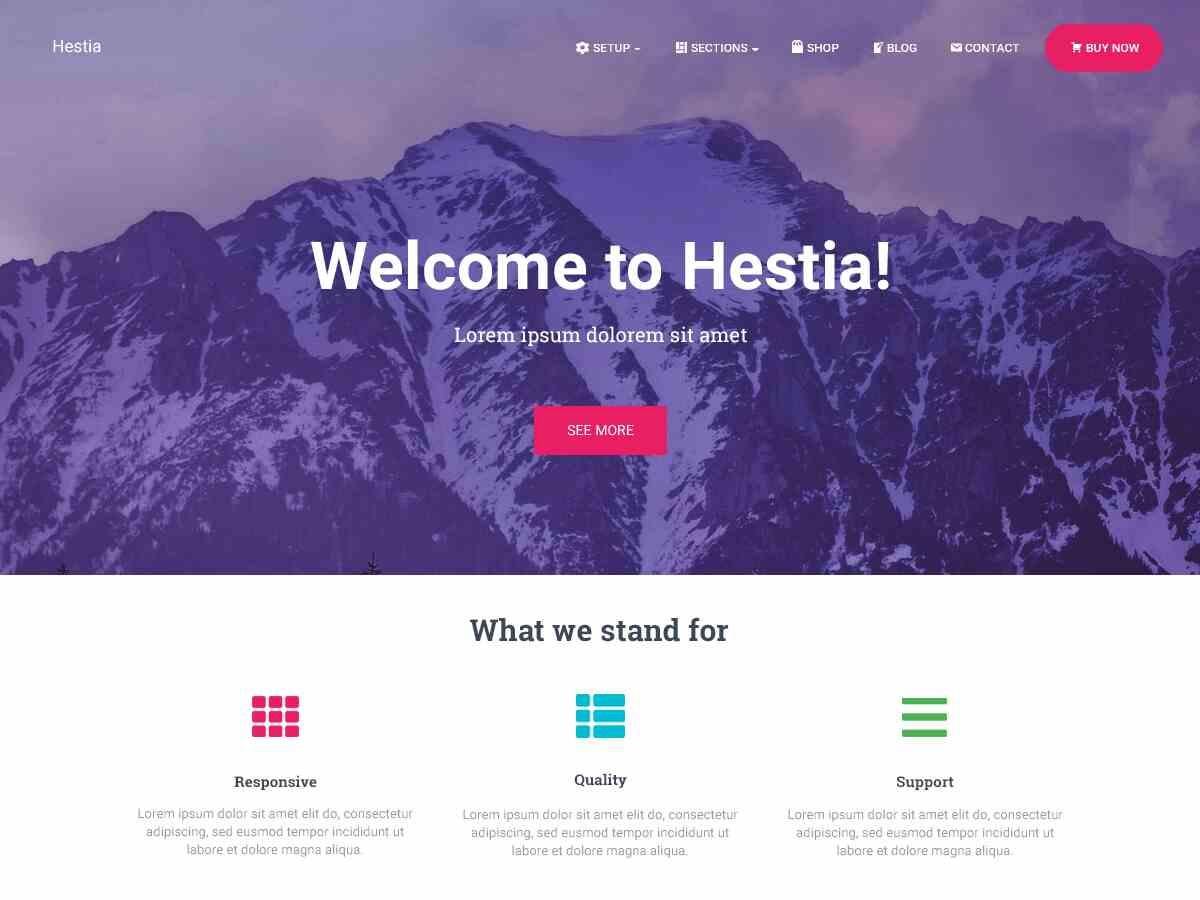 Official webpage of Hestia WordPress theme