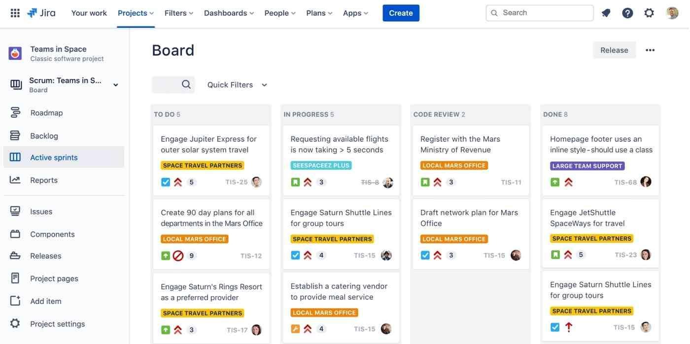 Jira software board page