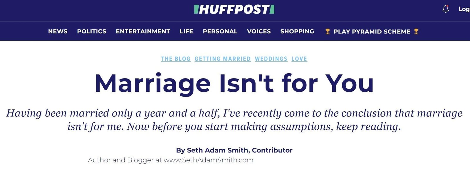 Example of an opinion blog post about marriage