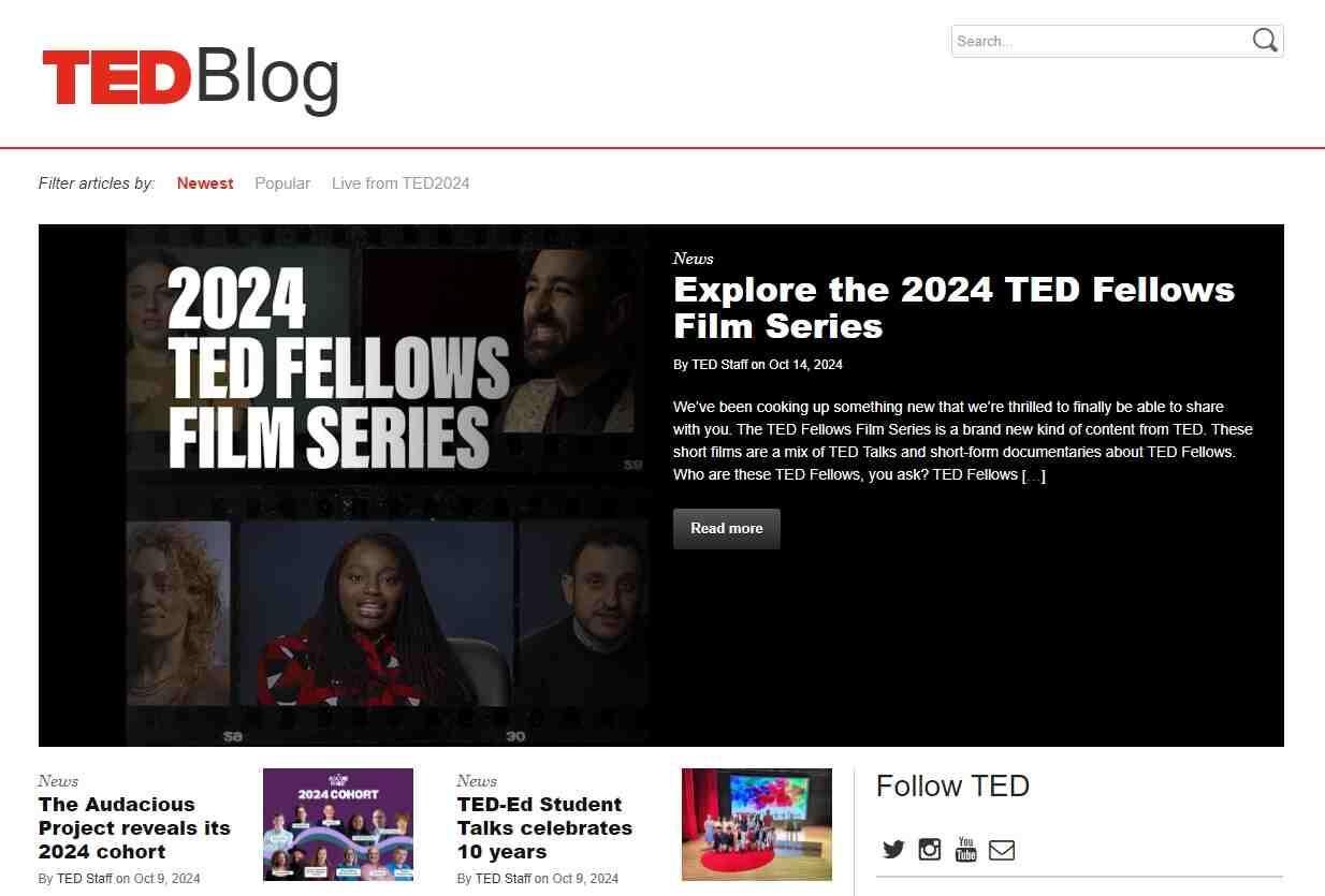 TED blog layout example