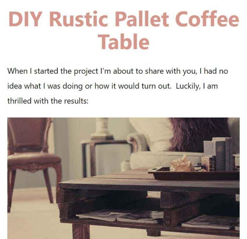 DIY project blog post example about a rustic pallet coffee table