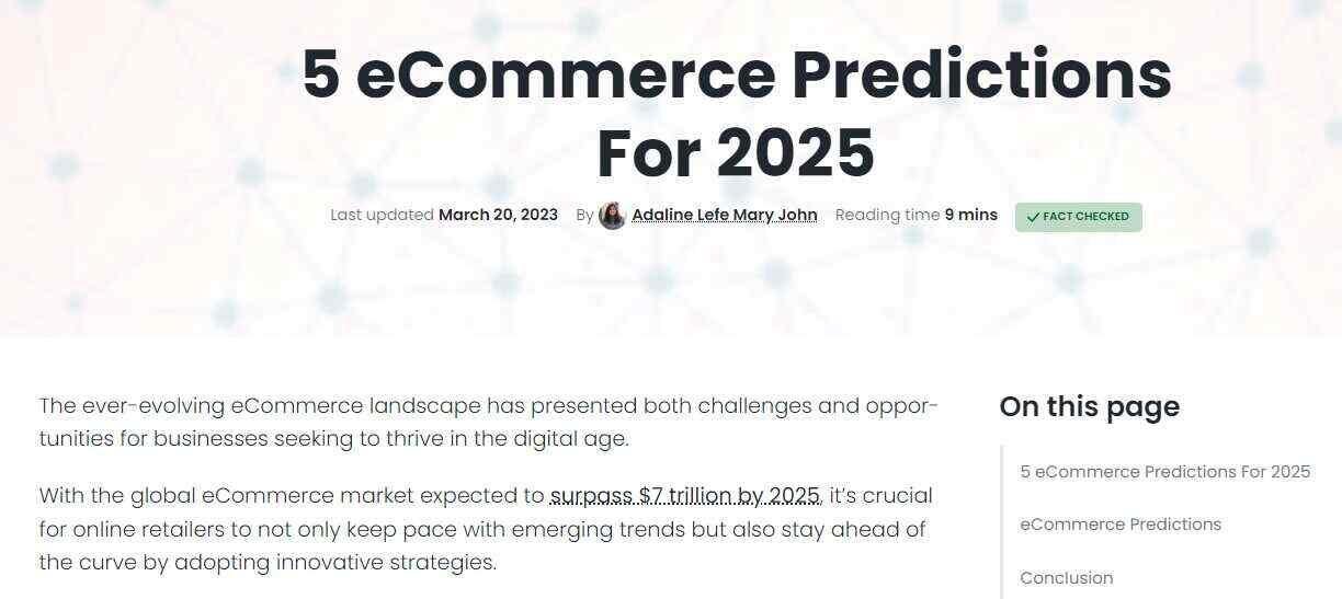 Example of Industry predictions article about eCommerce