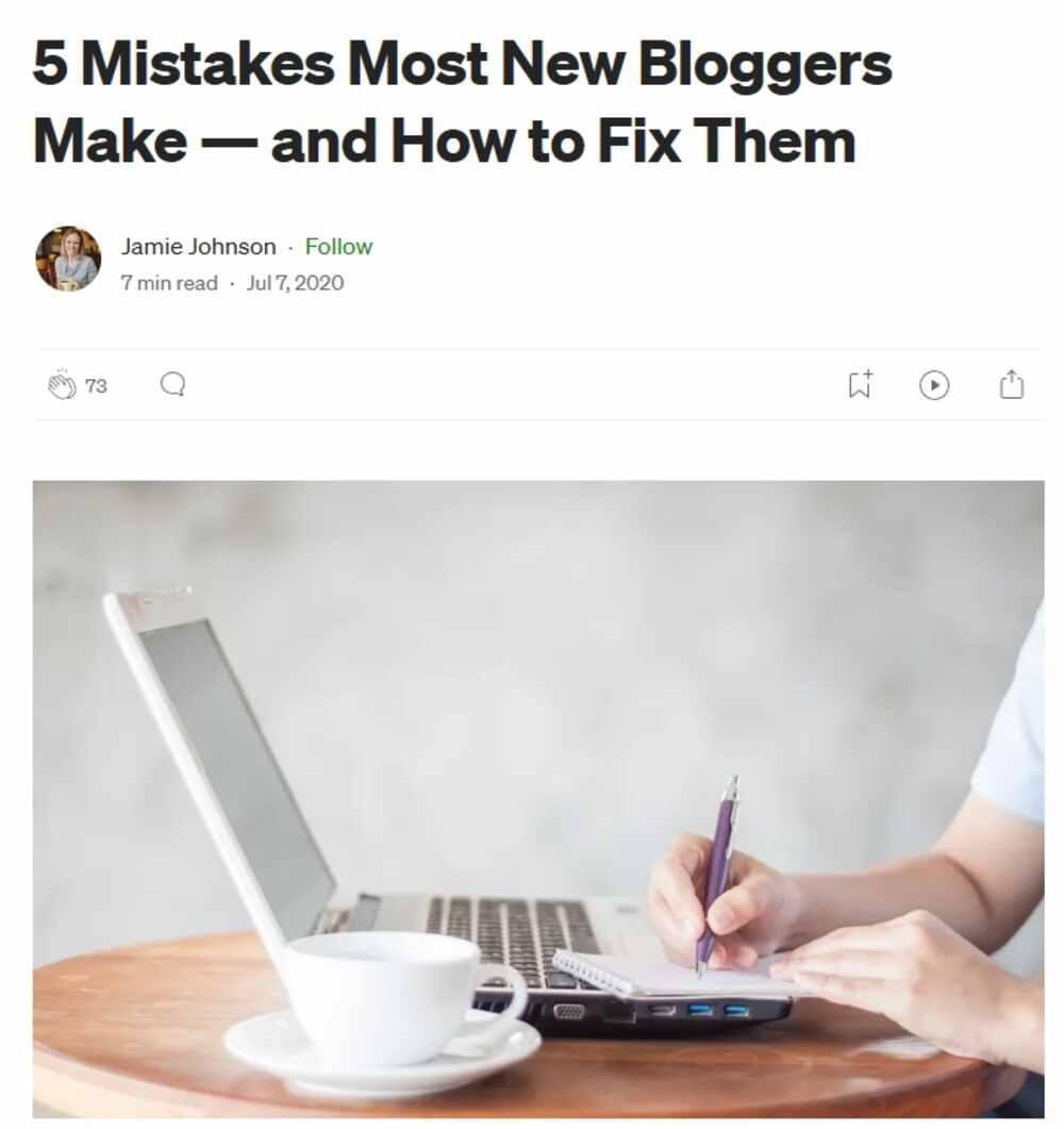 Example of mistakes to avoid blog post about new bloggers 