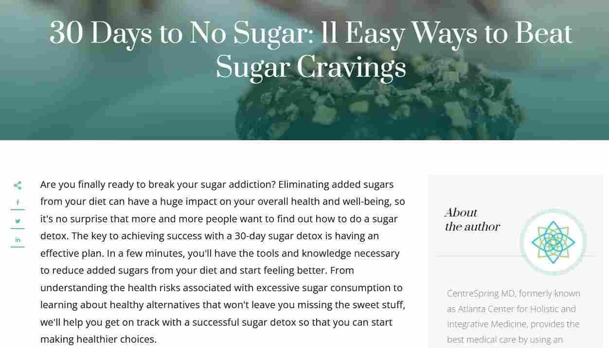 Example of challenge & experiments article about no sugar challenge