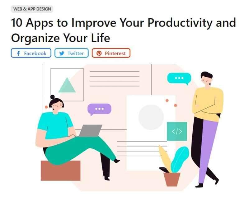 Listicle blog post example about productivity apps