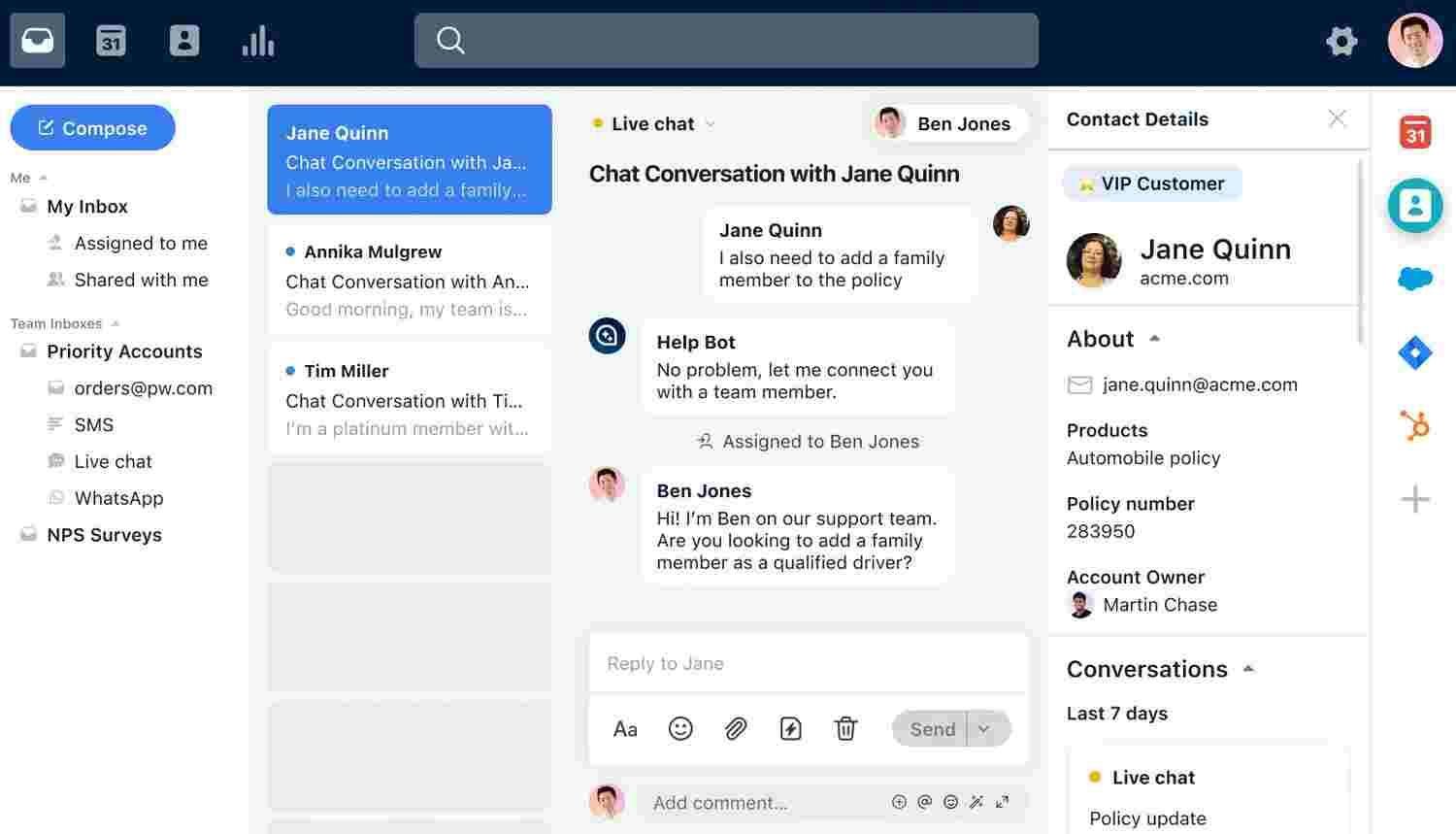 Chat conversation in Front alternative to Freshdesk