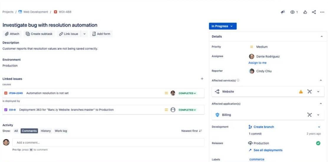 Incident management of Jira service management.