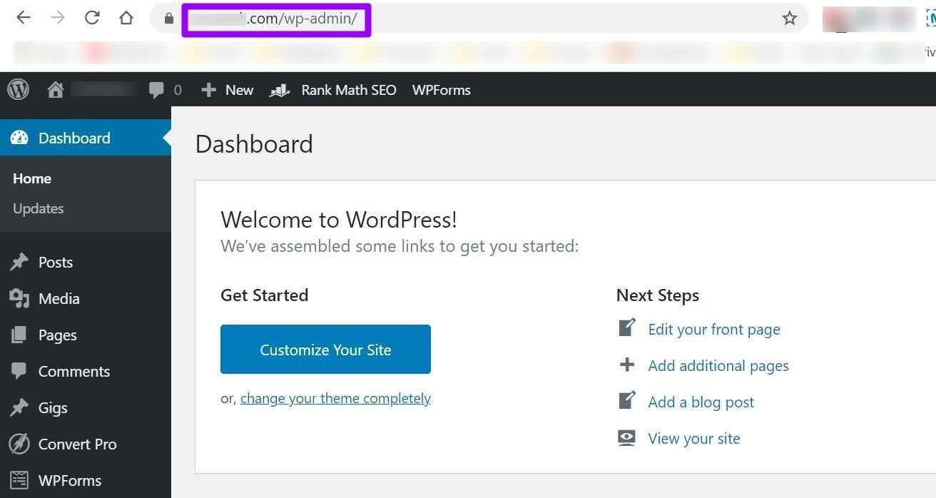 Login to the WordPress dashboard