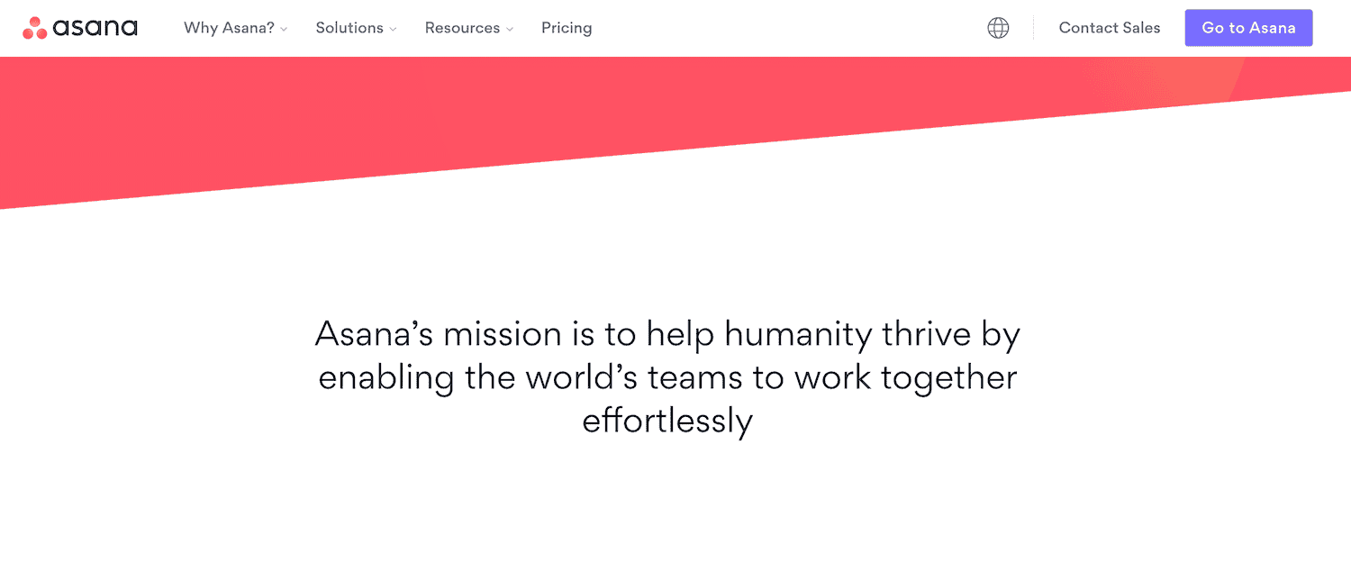 Asana brand mission statement example.