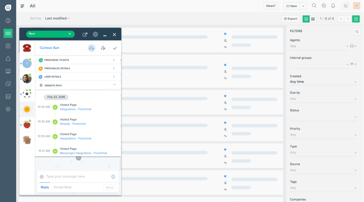 Support tickets with filter options in Help Scout competitor Freshdesk