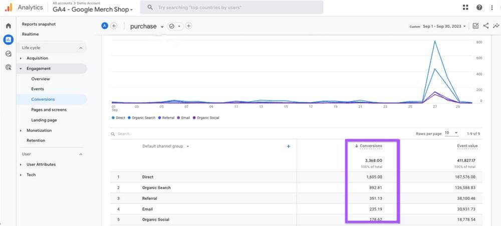 Conversion tracking and goals in Google Analytics.