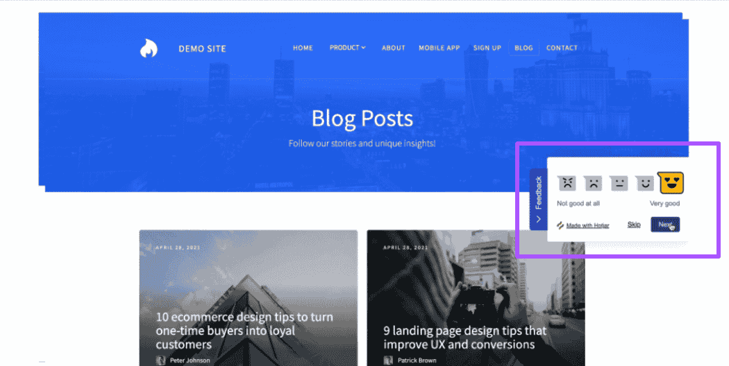 Hotjar pop-ups feedback poll feature
