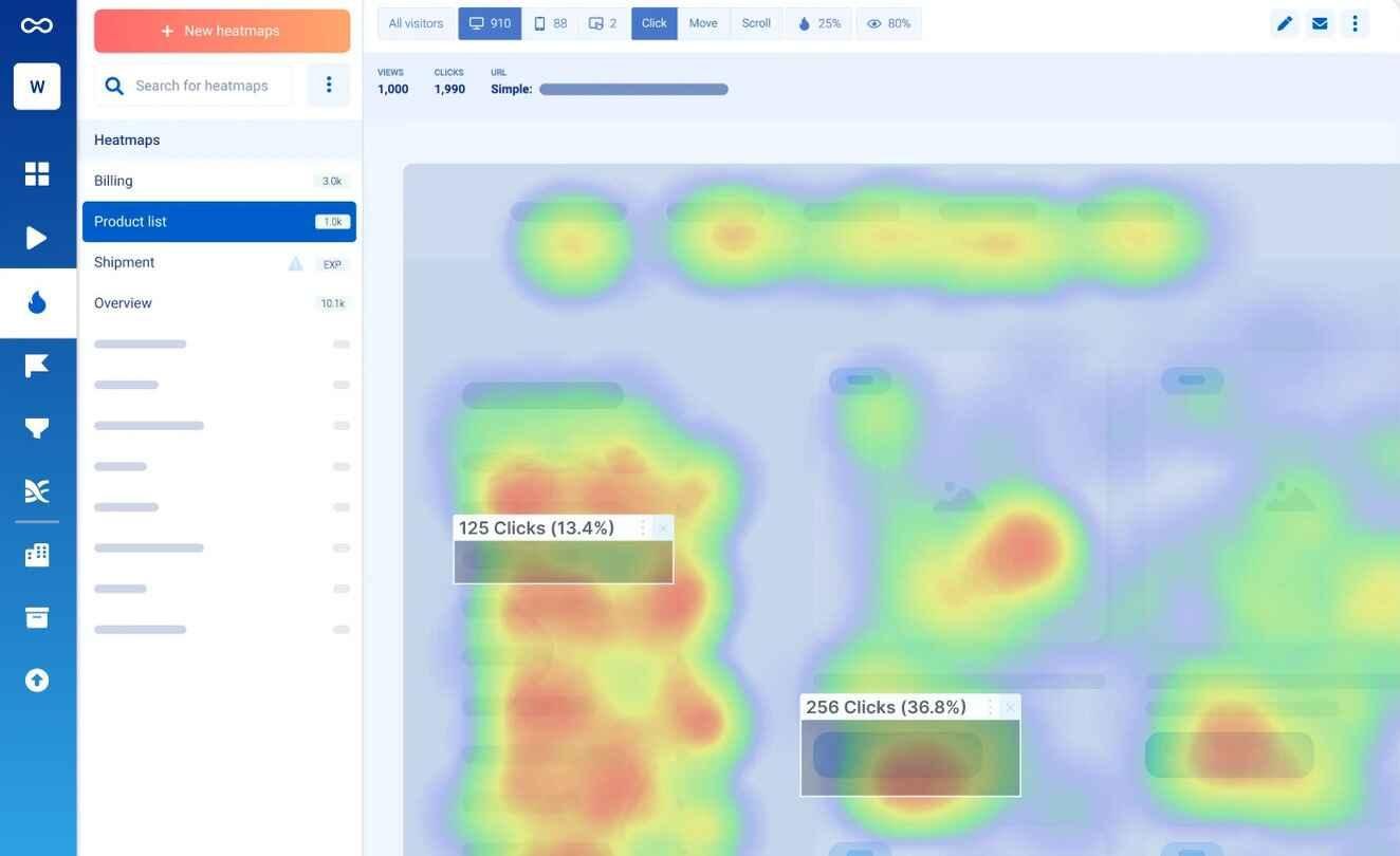 Heatmap feature in Smartlook which is a tool like Hotjar