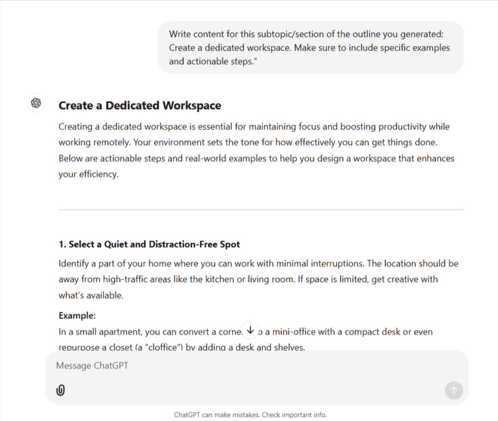 Subtopics generated from ChatGPT AI tool for blog posts