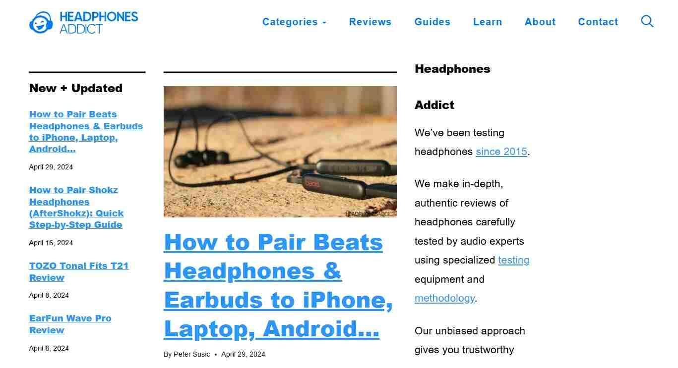 Niche-focused affiliate reviews in Headphones Addict