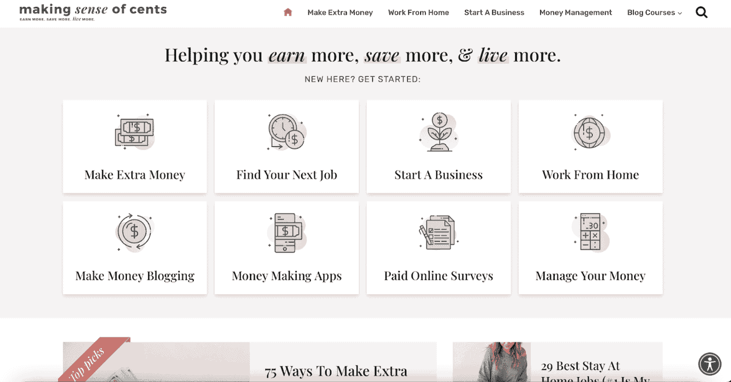 Making sense of cents homepage