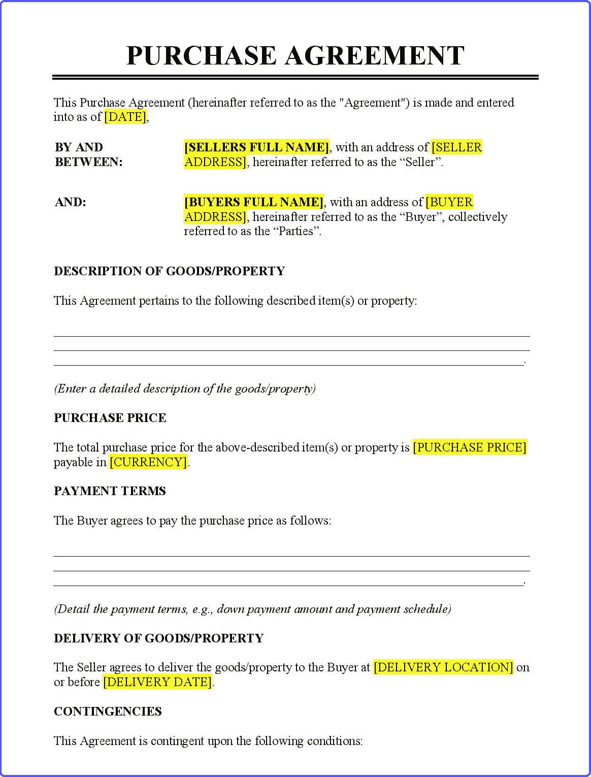 business-purchase-agreement-example Example of a purchase agreement