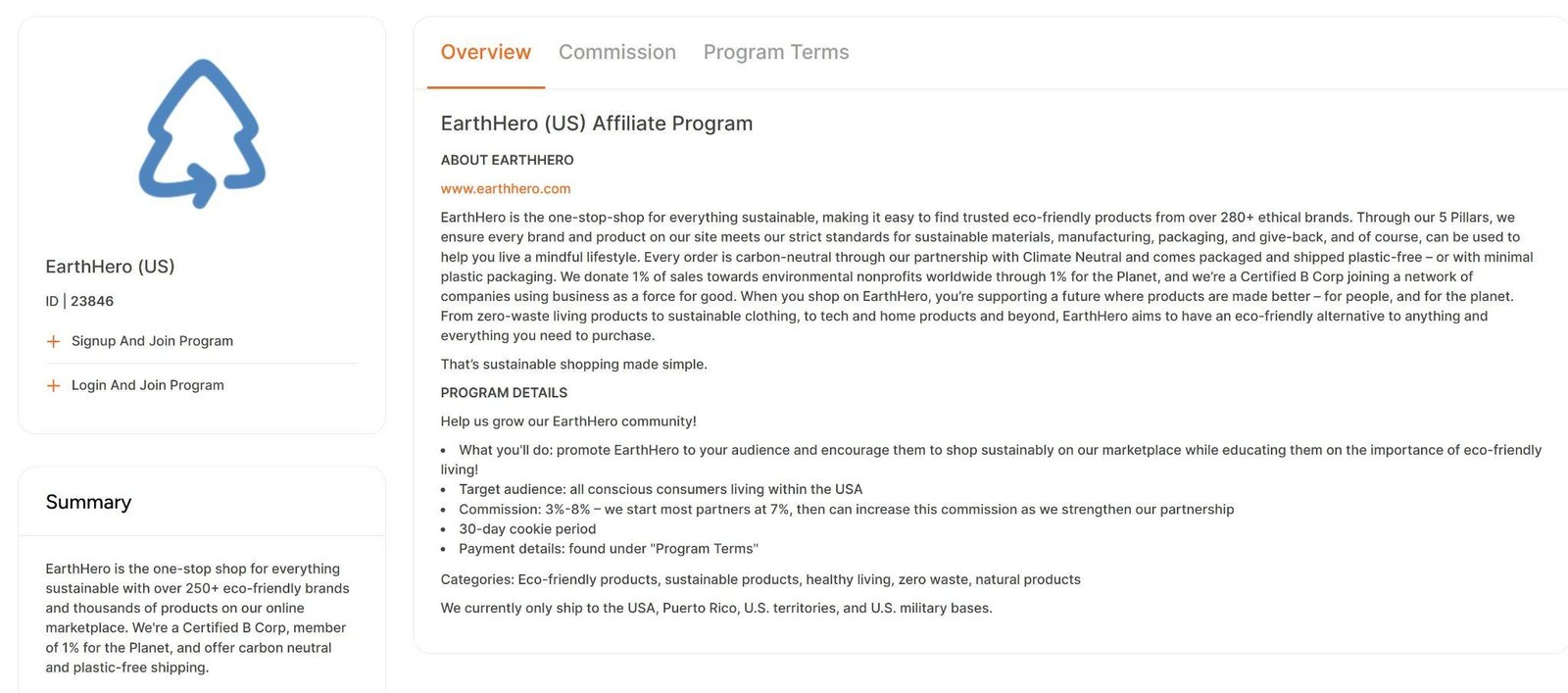 earthhero-affiliate-platform EarthHero affiliate program overview
