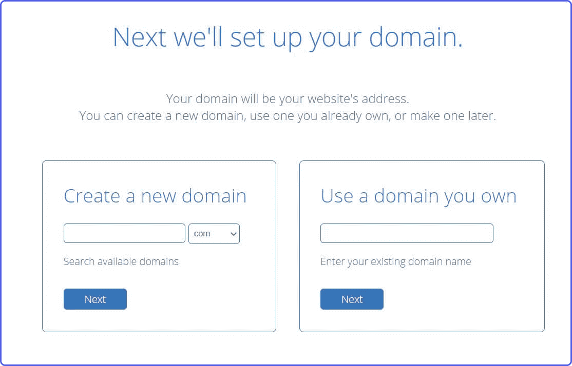 bluehost-setup-process Setup for domain registration in Bluehost