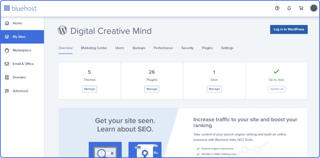 bluehost-wordpress-integration Bluehost integration with WordPress