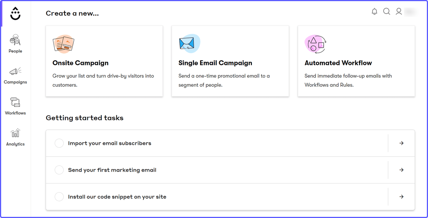 Drip-kit-alternative Email campaign and automated workflow on the dashboard of a Kit substitute called Drip